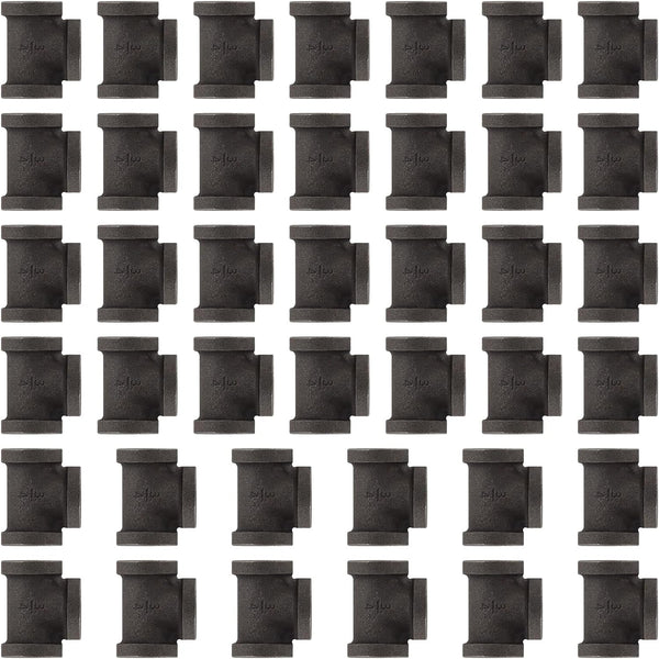40 Pack 1/2 inches Malleable Cast Iron Pipe Tees, Industrial Pipe Flanges for DIY Steampunk Vintage Style