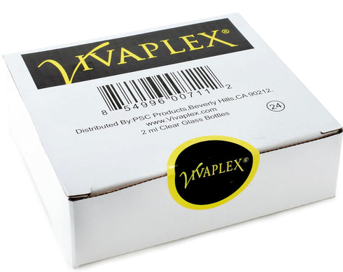 Vivaplex 24 Clear 2 ml (5/8 Dram) Glass Bottles with Black Caps and Orifice Reducers