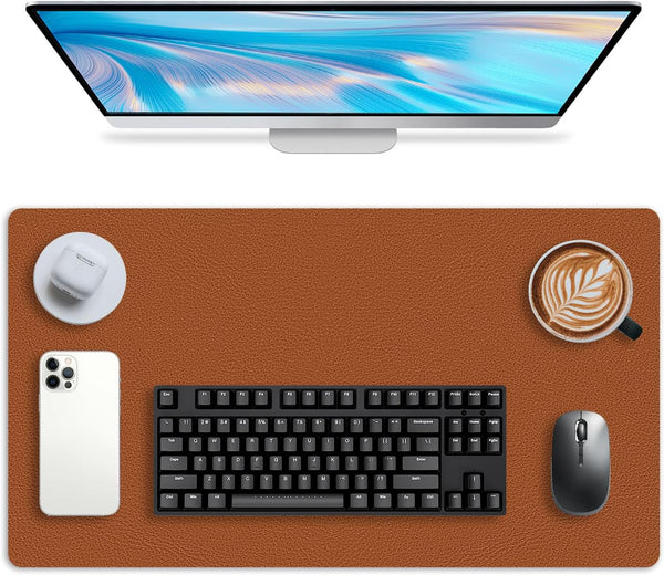glodentai Leather Desk pad Protector, Office Mat, Large Mouse Mat, Non-Slip PU Leather
