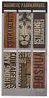 Christian Art Gifts Magnetic Scripture Bookmark/Pagemarker Set for Men: Strong & Courageous
