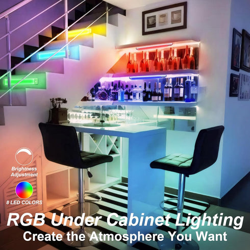 Closet Counter,Kitchen,Bedroom, Christmas,3 Packs LEPOTEC Motion Sensor Cabinet Lighting,RGB LED Lights Wireless USB