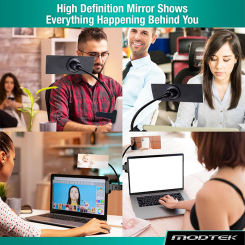 Modtek 1 Pack) Clip-On Rear View Mirror for PC Monitors or Anywhere by (HD Clip on Mirror