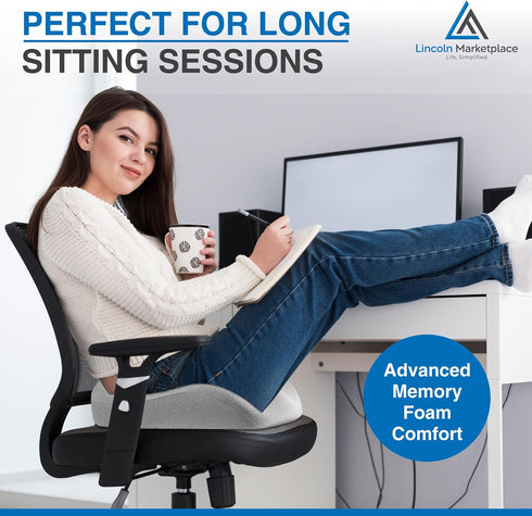 Generic Extra-Dense Memory Foam Seat Cushion Ergonomic Design for Pain Relief, Posture Support & Pressure Reduction