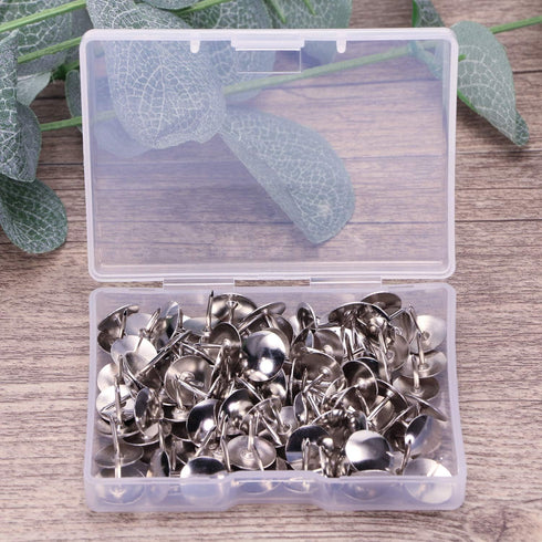 Tupalizy 100PCS Small Metal Thumb Tacks, Nickel Plated Round Head Push Pins for Cork Bulletin Board, Crafts, 0.4inch