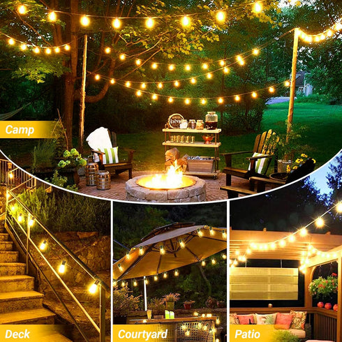 26Ft ST38 Lights,12+1 LAMPHOME Outdoor Yellow String Lights, Connectable Waterproof Patio Shatterproof LED Hanging