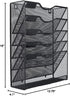 EasyPAG 5 Tier Wall File Organizer, Mesh Hanging File Holder with Bottom Flat Tray, Black