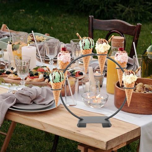 Elegant Iron Ice Cream Cone Display Stand for Desserts - Perfect for Events & Buffets