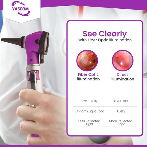 YASCOM 10x Otoscope - Ear Scope Otoscope with Light, Ear Checker Otoscope, Pocket Size Ear Otoscope with Specula
