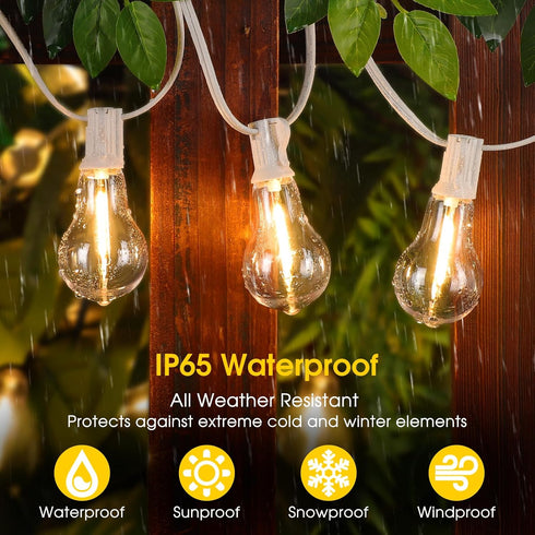 100FT 32 Dimmable A39 Bulbs(2 Larkvue Outdoor String Lights, LED Patio Lights with Waterproof Shatterproof Hanging