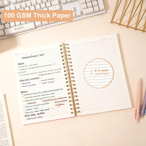 Yoment Spiral Notebook, College Ruled 7.3" X 10.2", 300 Pages Thick Notebook for Work, Pink Cover