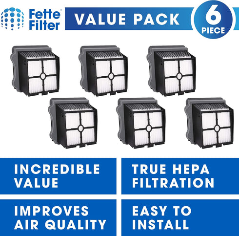 Fette Filter - HEPA Filters Compatible With Tineco iFloor 3/ Floor One S3/ Floor One S5/ Floor One S5 Pro, Wet Dry Vacuum Cleaner Includes 6 Premium Hepa Filter Replacements & 1 Cleaning Brush.
