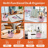 Desk Pencil Pen Holder, 5 Slots 360° Degree Rotating Organizer for Desk, Cute Pencil Cup Pot for Office, Pink