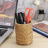 BTSKY Handmade Rattan Pen Cup, Multi-Functional Woven Basket, Desk Pencil Holders, Makeup Brush Holder, Office & Home