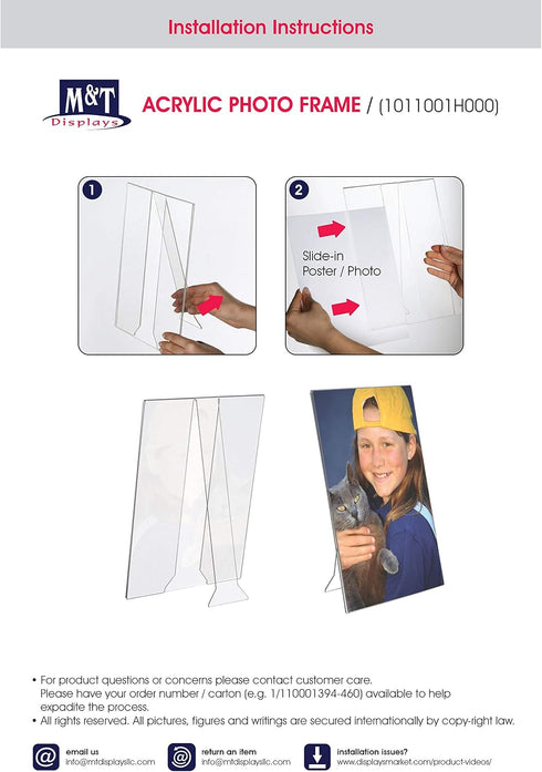 5x7 inch (2 pack) M&T Displays Clear Acrylic Photo Frame Picture Sign Holder Portrait Desktop Table Stand Desk Menu