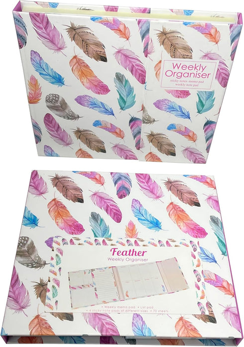Cutepaper - Cute Paper Weekly Organiser Self-Stick Notes, Pastel Memo Pad Set, Weekly Note Pad, Colored Printing with Feather Shapes, Mini Sticky Note Tab, Funny Index Flat Labels, Cute Design, Large by Generic