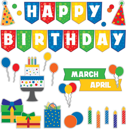 Carson Dellosa Birthday Fun Bulletin Board Set, Happy Birthday Banner and Cutouts for Party or Classroom Décor