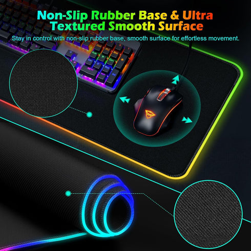 AIBICIDI 15W, 800x300x4mm, 13 RGB Gaming Mouse Pad with Wireless Charging XXL Extra Large LED Mousepad Light Modes