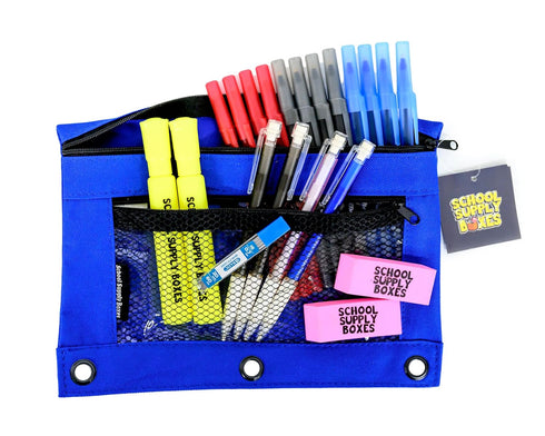 Secondary School Essentials Box - 51 Pieces Writing Supplies, Notebooks, Composition Books, Binders, Markers