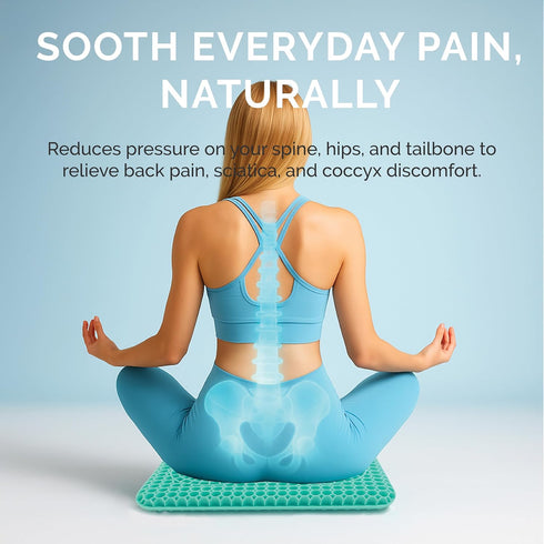Tailbone Gel Seat Cushion for Support and Relief from Butt and Back Pain and Pressure - Cushions are Large Thick