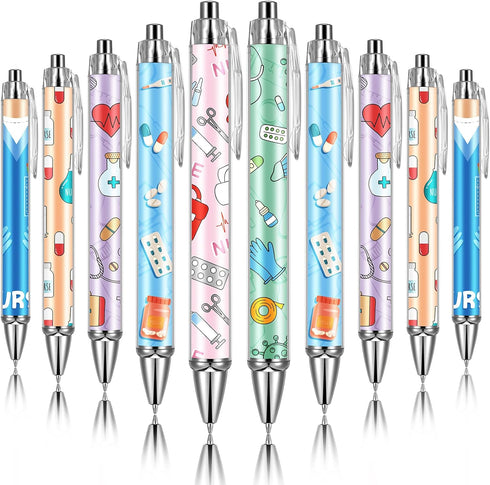 Thenshop Funny Nurse Pens - Cartoon Ballpoint Nursing Pens with Black Ink for Appreciation Gifts (24 Pcs)