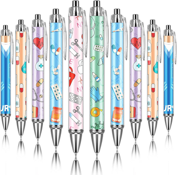 Thenshop Funny Nurse Pens - Cartoon Ballpoint Nursing Pens with Black Ink for Appreciation Gifts (24 Pcs)
