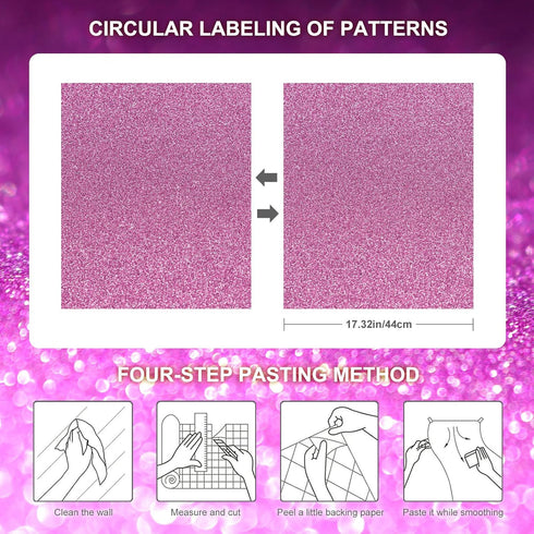 Amiya Purple Glitter Vinyl Contact Paper, Self Adhesive Sparkly Stick and Peel Wallpaper for Bedroom, Living Room