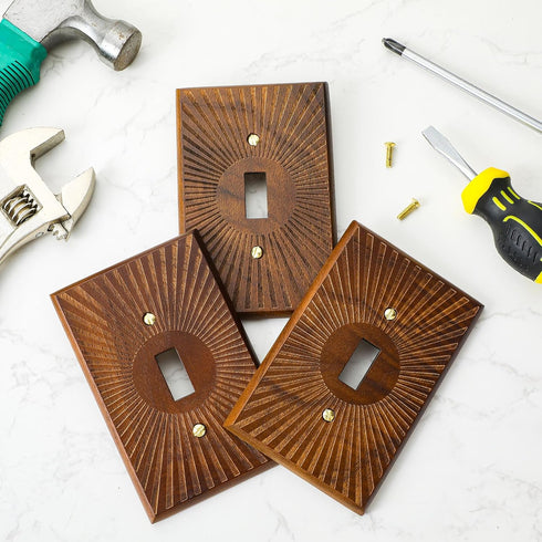 10 (8.2 13cm,Single DoubleFill Pcs Walnut Wood Switch Cover Brown Outlet Covers Wall Plate Decorative Boho Plug Plate