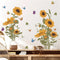 Vintage Sunflower Bouquet Wall Stickers, sacinora Floral Art Plants Wall Decals Removable