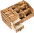 Liry Products Rustic Wooden Desktop Organizer, Brown Tabletop Storage Cabinet with 2 Tier Drawers, Multiple Compartments