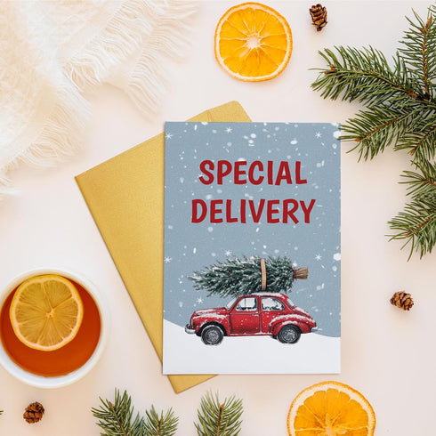 Oamiolek Funny Christmas Pregnancy Announcement Card, Humor Pregnancy Reveal Card for Grandma Grandpa Friends, Special
