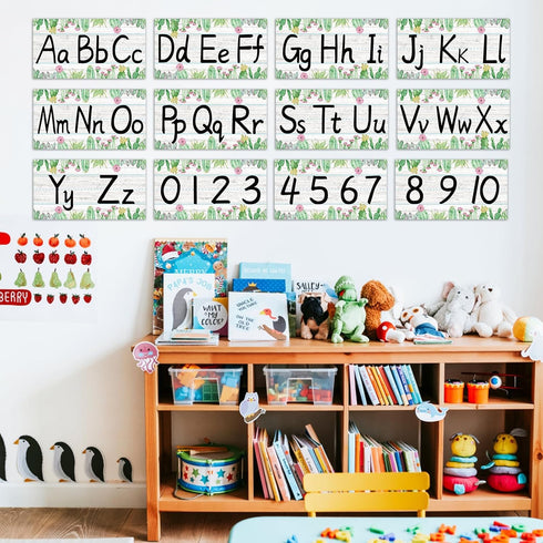 gisgfim 12 Pieces Cactus Alphabet Bulletin Board Strips Set, ABC Alphabet Banner & Number Border for Classroom,