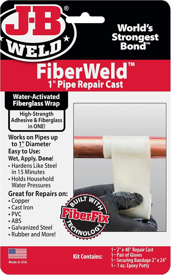 FiberWeld Pipe Repair Cast 2x48 Inch – White High Strength Adhesive Fiberglass Wrap
