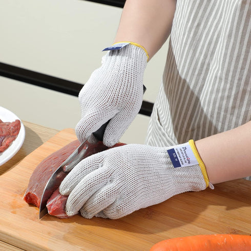 Dowellife Level 8 Cut Resistant Gloves, Food Grade, Medium White