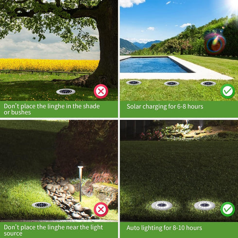 16 8pack) NFESOLAR Solar Lights Outdoor with LEDs, Bright Solar Ground Lights Outdoor Waterproof Solar Disk Lights