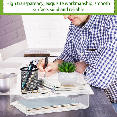 Harloon 4 Tier Acrylic Paper Tray, Stackable Letter Tray for Organizing, Clear Trays for Office Storage