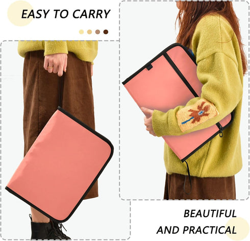 Folder,13 A4 Salmon Expanding Organizer File Pocket Expanding File Folder Accordion Folder with Zipper, Accordion File