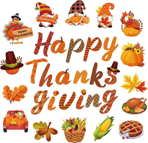 Happy Thanksgiving Classroom Bulletin Board Cutout, Fall Pumpkin Gnome Turkey Decorations for Autumn Harvest School