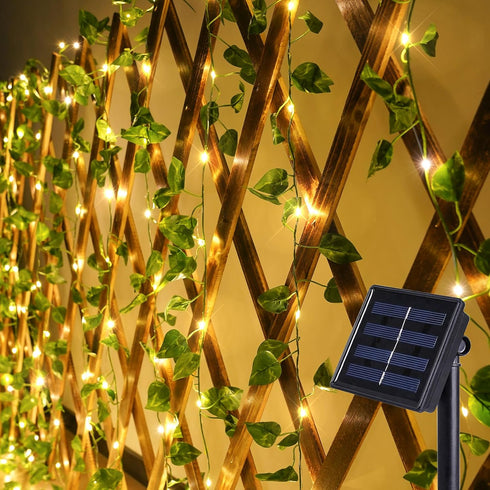 suddus Solar Fairy Lights, 33ft 100 Led Pothos Leaf Solar String Lights