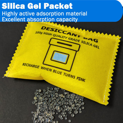 100g Rechargeable Desiccant Silica Gel Beads Pack, Moisture Absorbing for Storage Bins and Totes (3pack)