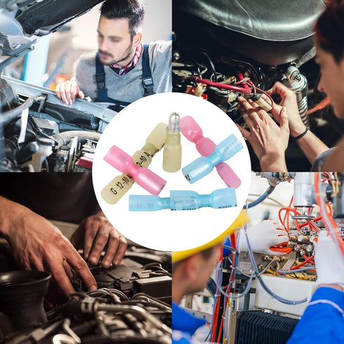 EEEkit 100pcs Heat Shrink Bullet Connectors, Female & Male Bullet Butt Crimp Terminals Assortment Kit for Automotive