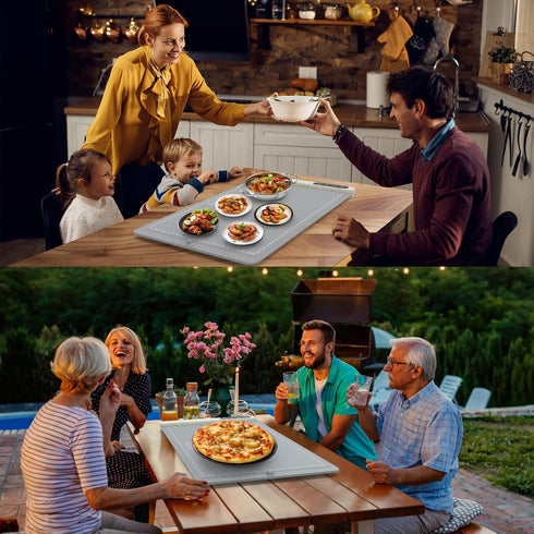 6 Settings, 6H FYY Warming Mat for Food - Rapid and Full Surface Heating, Temp Timer, Rollable Portable Food Warming