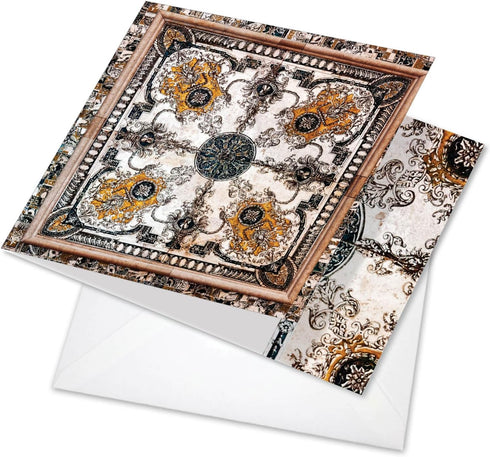 The Best Card Company Vintage Notecard with Envelope - 1 Blank All Occasion Card (4.8 x 6.6 Inch) - Classic Antique