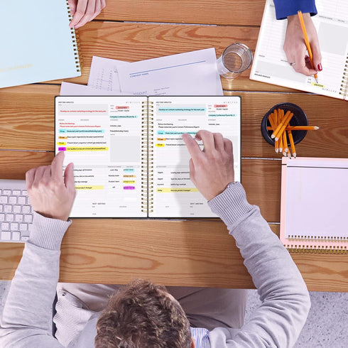 SUNEE Meeting Notebook with Sticky Tabs, 160 Pages B5 Project Planner for Office & Business