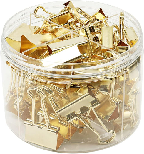 Binder Clip, Paper Binder Clips Assorted Sizes, 84 Pack (Gold) for Office School
