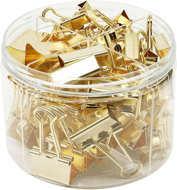 Binder Clip, Paper Binder Clips Assorted Sizes, 84 Pack (Gold) for Office School