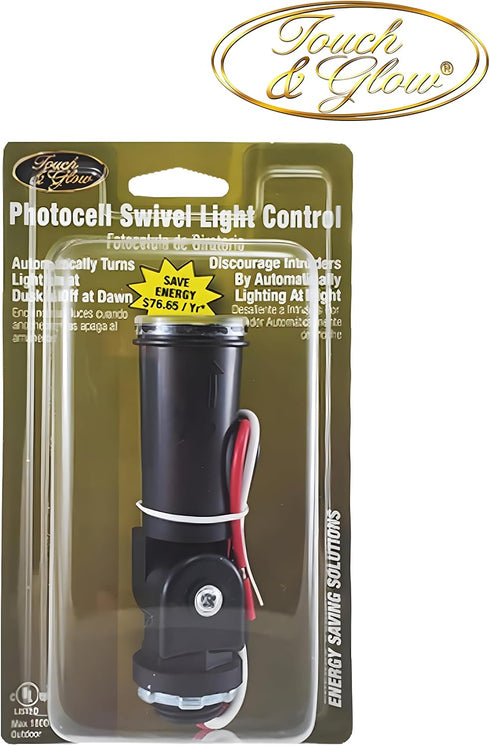 Outdoor Conduit Lighting Control with Photocell and Swivel Mount (Hardwired, Black), Photocell Light Sensor for Outdoor