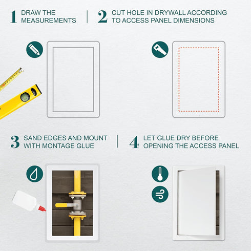 8" x 12" White Plastic Access Panel, Service Shaft Door Panel for Plumbing, Electricity, Heating Access