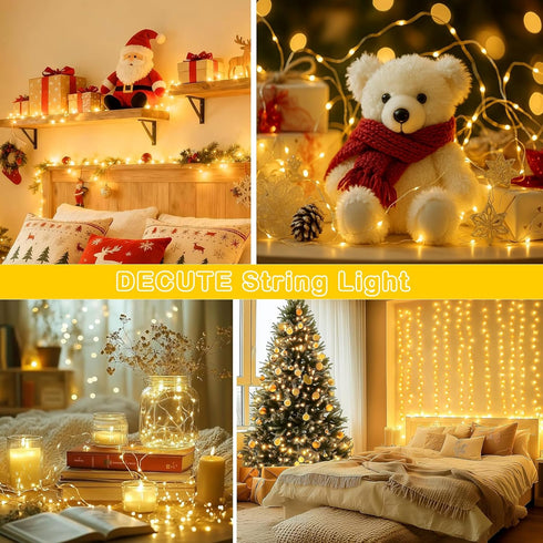 300LED in99ft 12Modes Fairy Lights Twinkle String Light Plug Bendable Silver Copper Wire Firefly Lights, with Timer