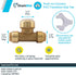 SharkBite 1/2 Inch CTS x 1/2 Inch CTS x 1/2 Inch PVC Slip Tee, Push To Connect Brass Plumbing Fitting