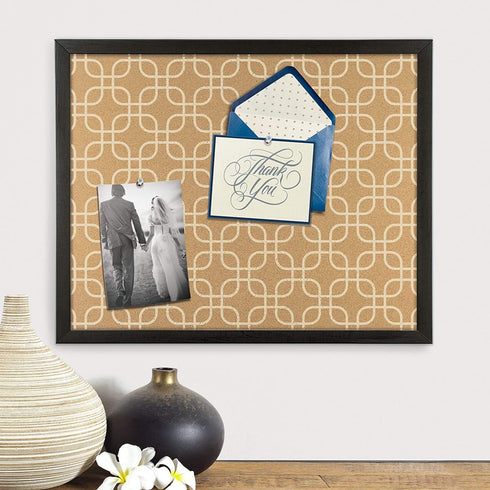 U Brands 16 x 20 Inches Cork Bulletin Board - Black Wood Frame Square Fashion Design Print (305U00-01)